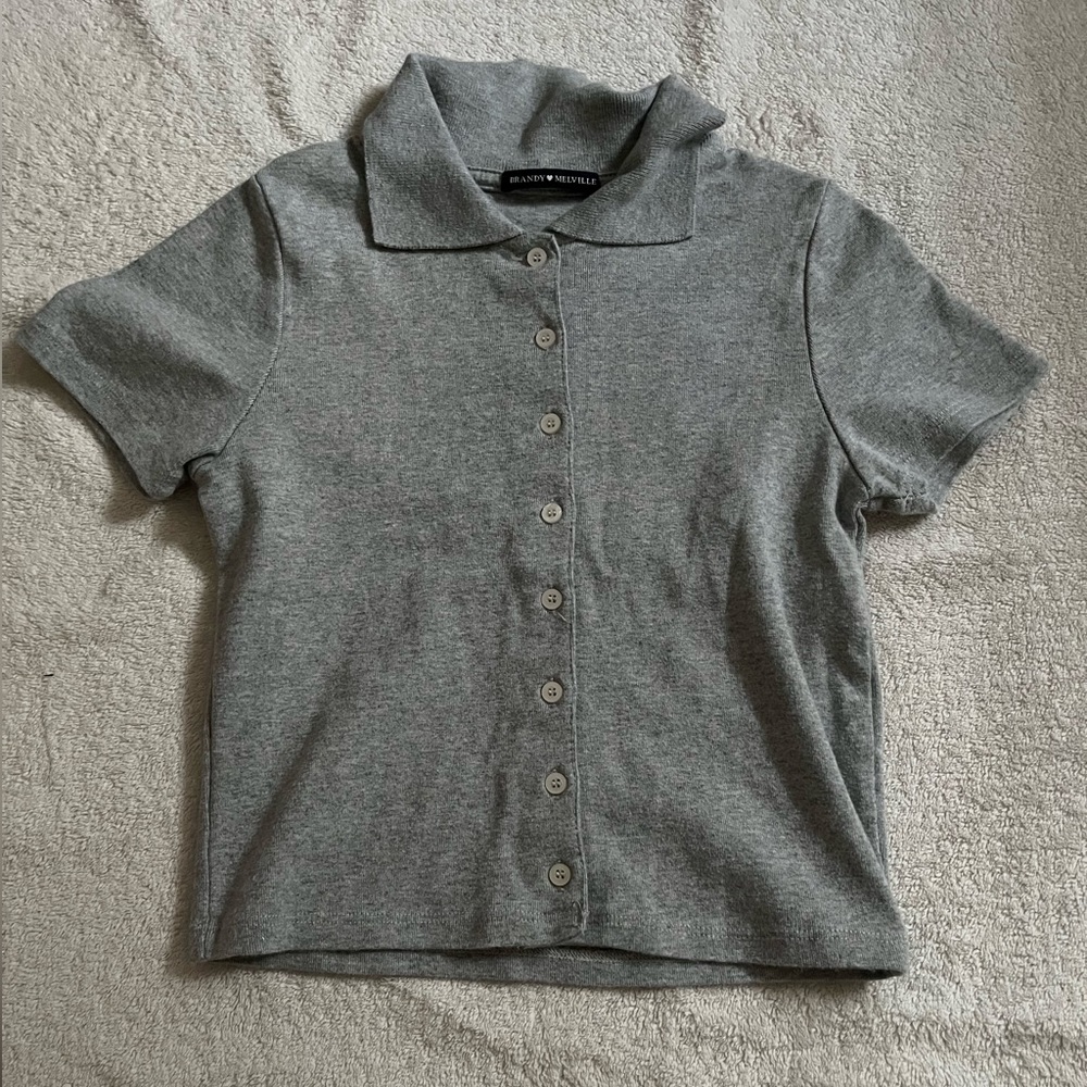 brandy melville grey collared top